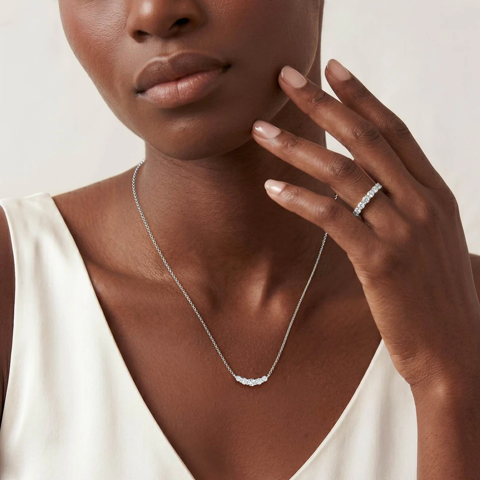 Legacy 0.50ct Round Cut Lab Diamond Necklace in 18K White Gold