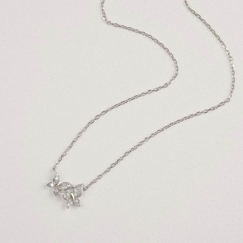 Papillon 0.20ct Lab Diamond Necklace in Sterling Silver