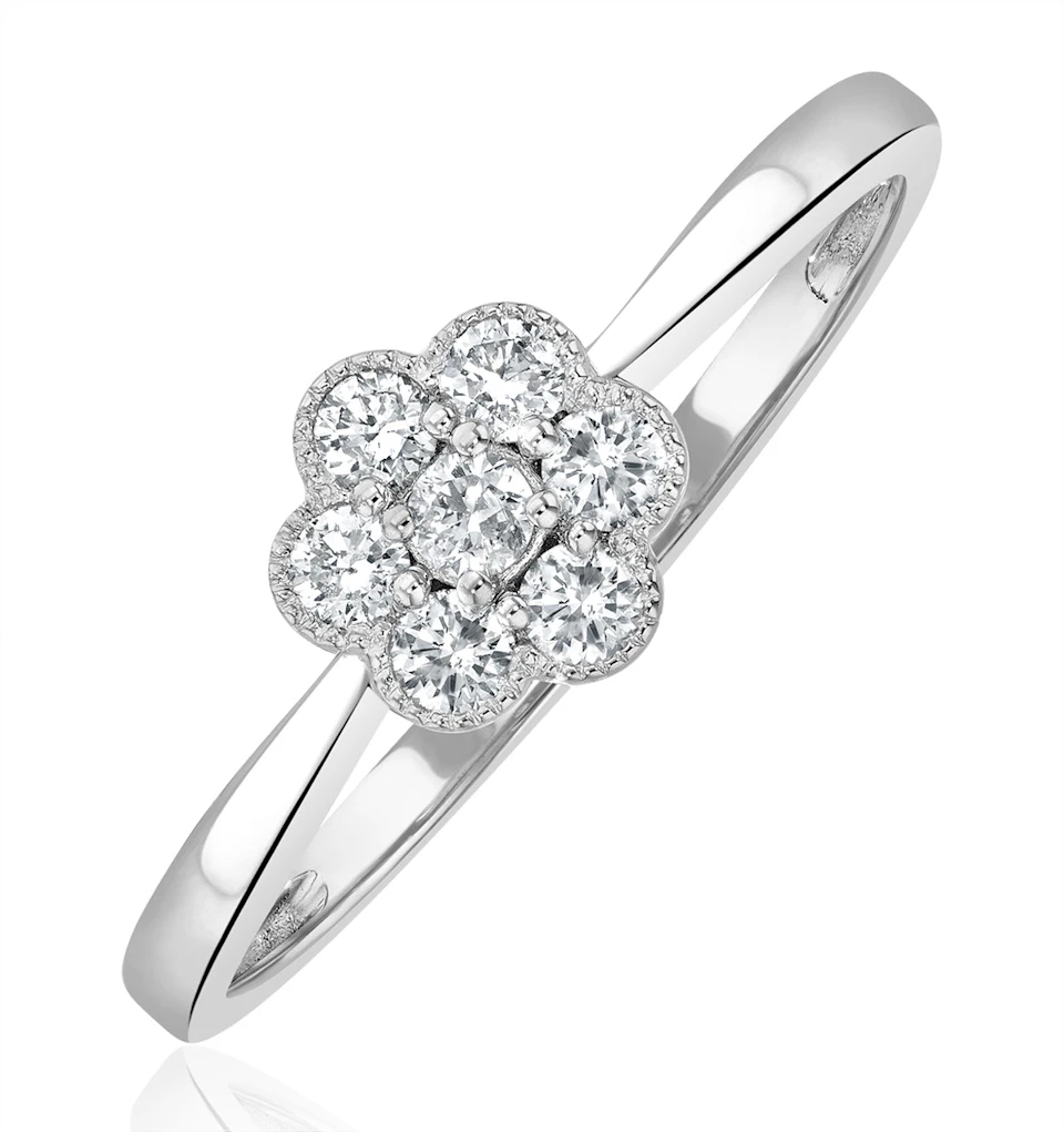 Lab Diamond Flower Ring 0.25ct H/Si in 9K White Gold