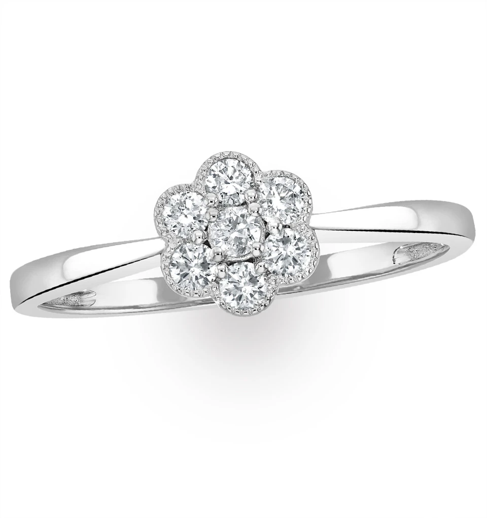 Lab Diamond Flower Ring 0.25ct H/Si in 9K White Gold