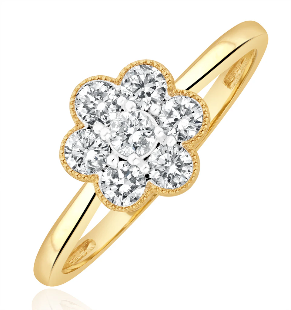 Lab Diamond Flower Ring 0.50ct H/Si in 9K Gold