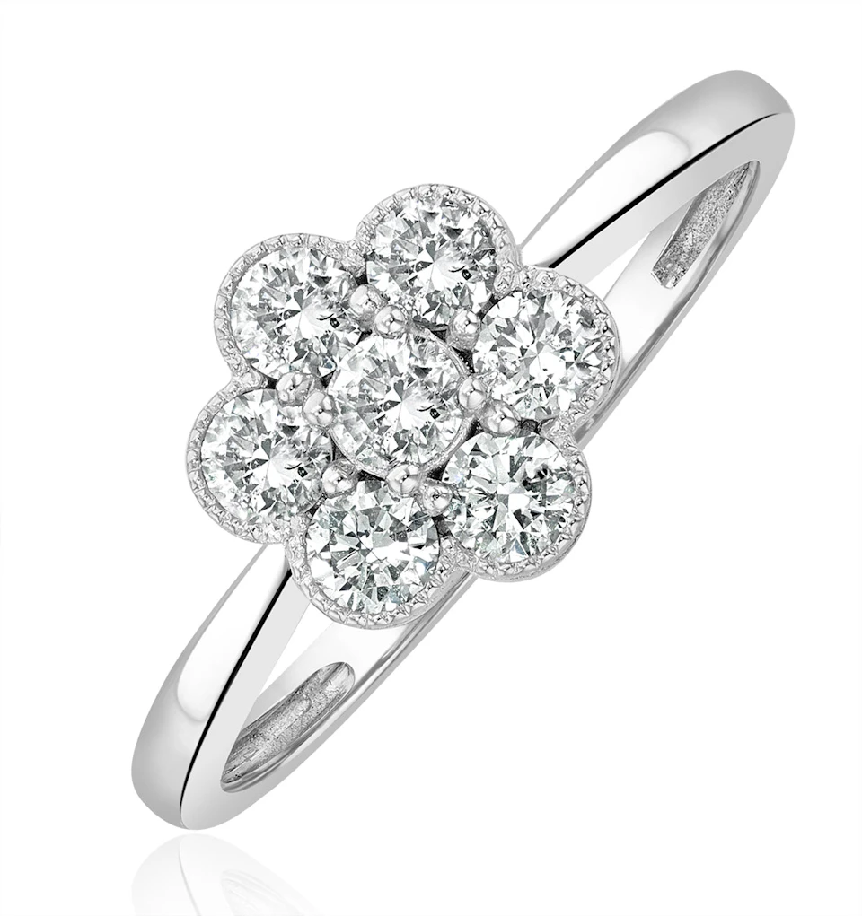 Lab Diamond Flower Ring 0.50ct H/Si in 9K White Gold