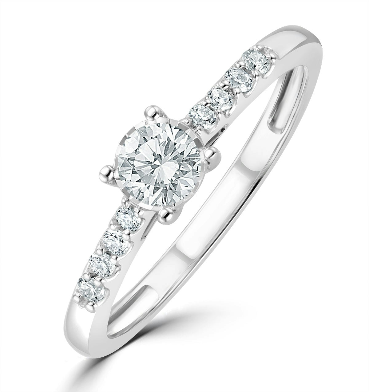 Lab Diamond Side Stone Engagement Ring 0.25ct H/Si in 925 Silver