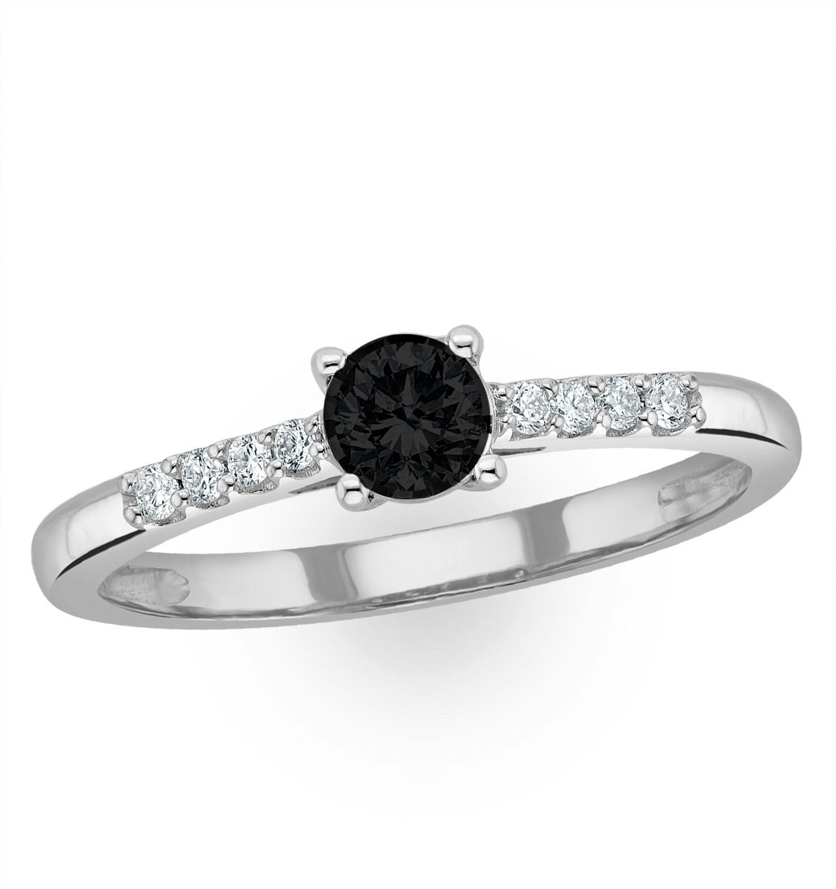 Black Diamond and Lab Diamond Engagement Ring 0.25ct in 9K White Gold