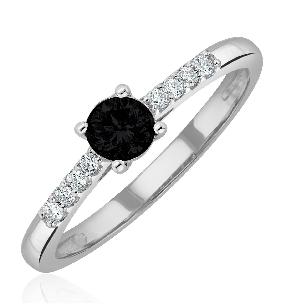 Black Diamond and Lab Diamond Engagement Ring 0.25ct in 9K White Gold
