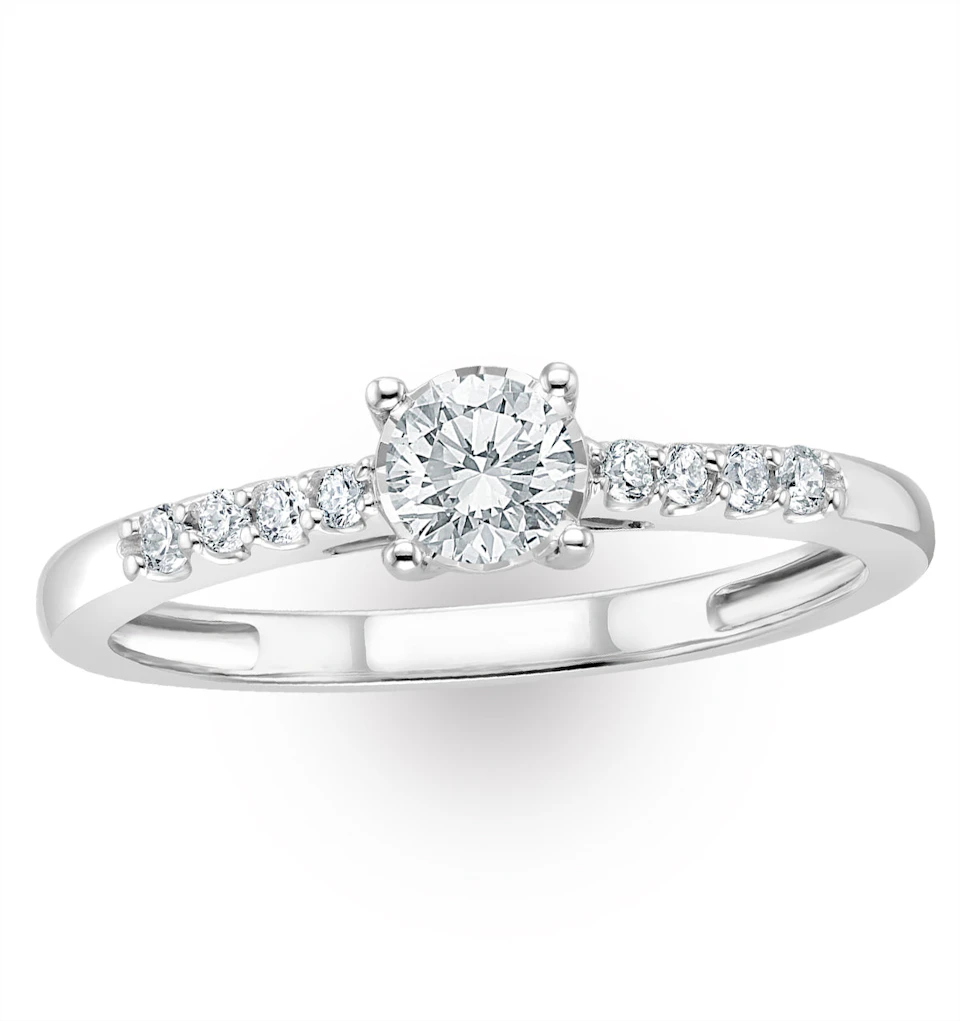 Lab Diamond Side Stone Engagement Ring 0.25ct H/Si in 9K White Gold