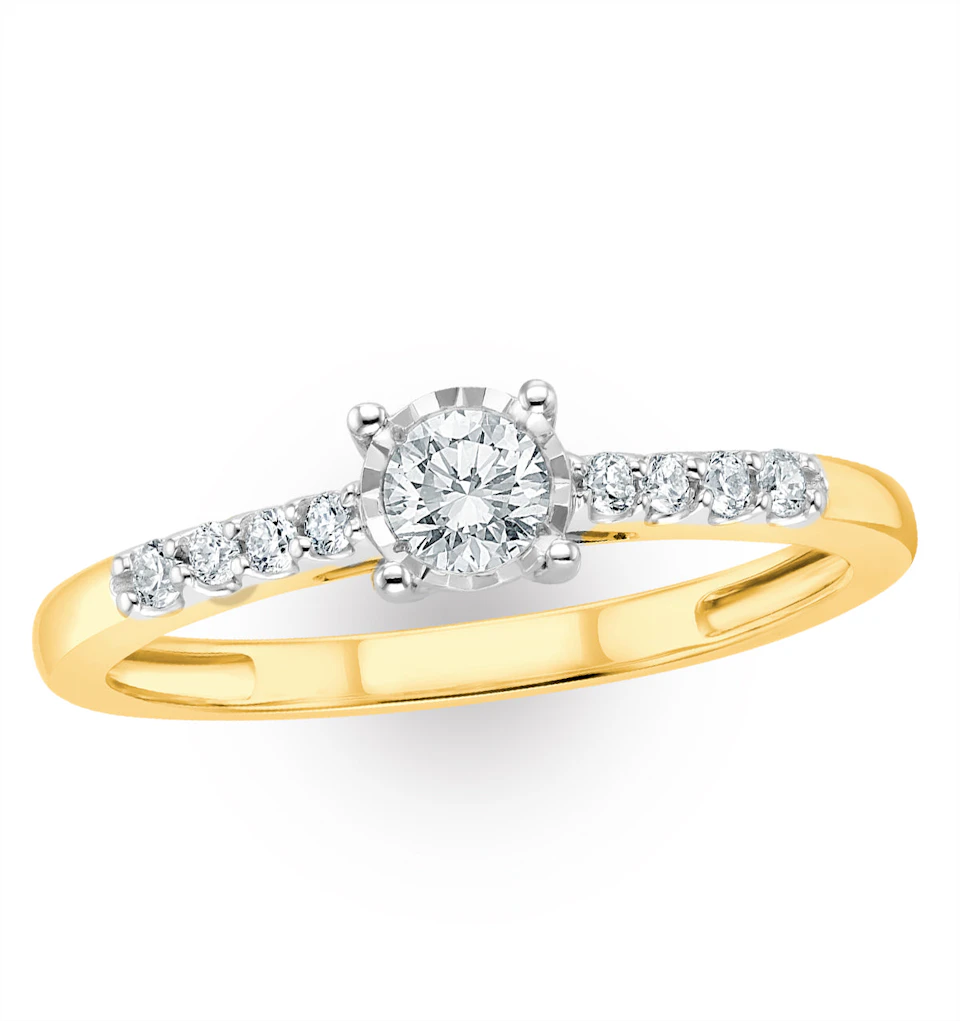 Lab Diamond Side Stone Engagement Ring 0.25ct H/Si in 9K Gold