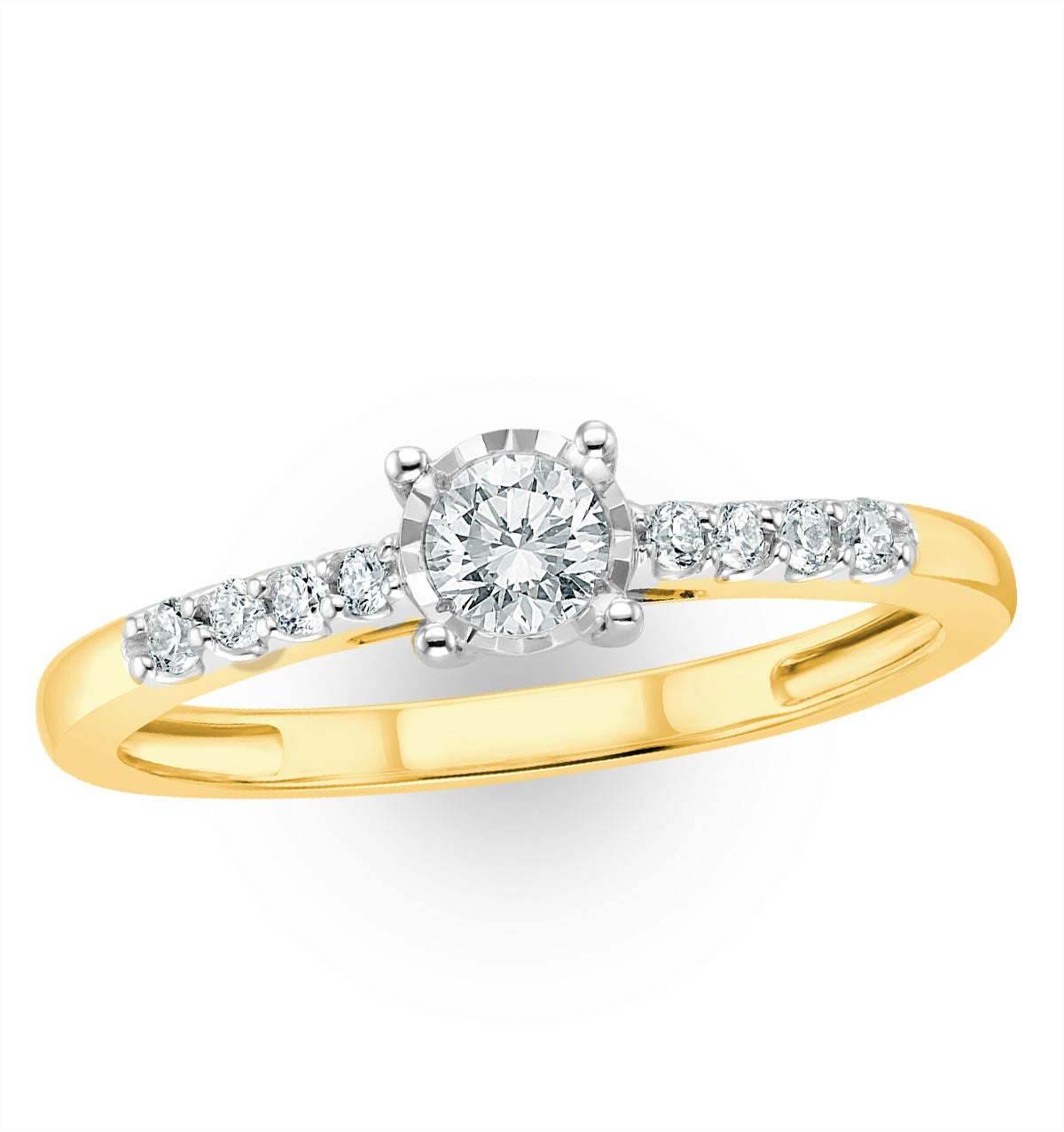 Lab Diamond Side Stone Engagement Ring 0.25ct H/Si in 9K Gold