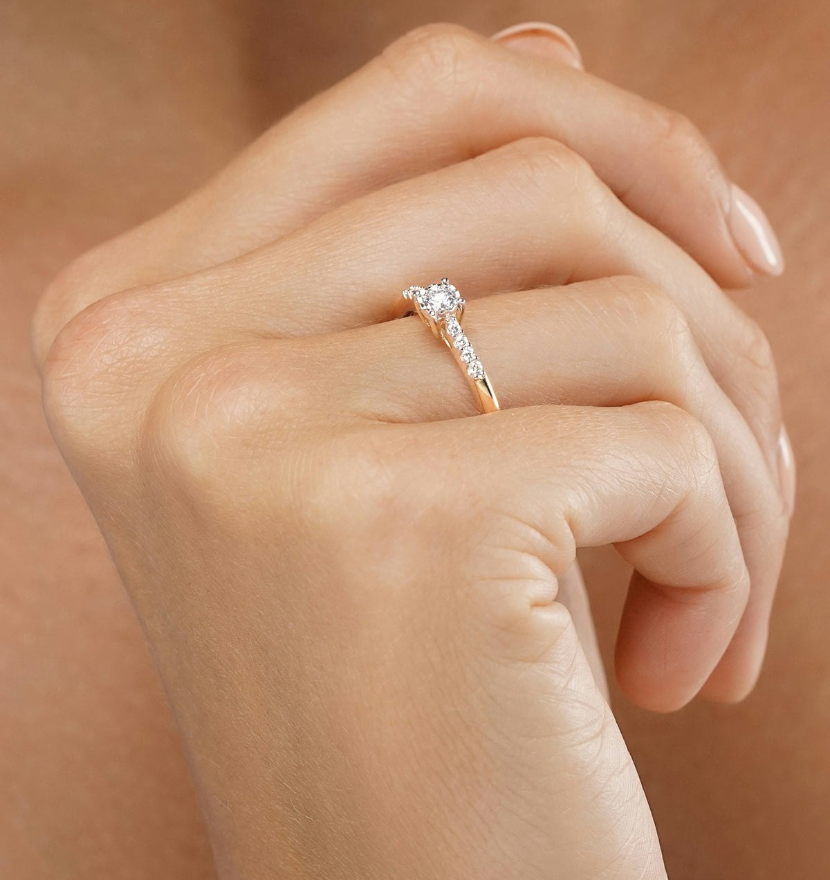 Lab Diamond Side Stone Engagement Ring 0.25ct H/Si in 9K Gold