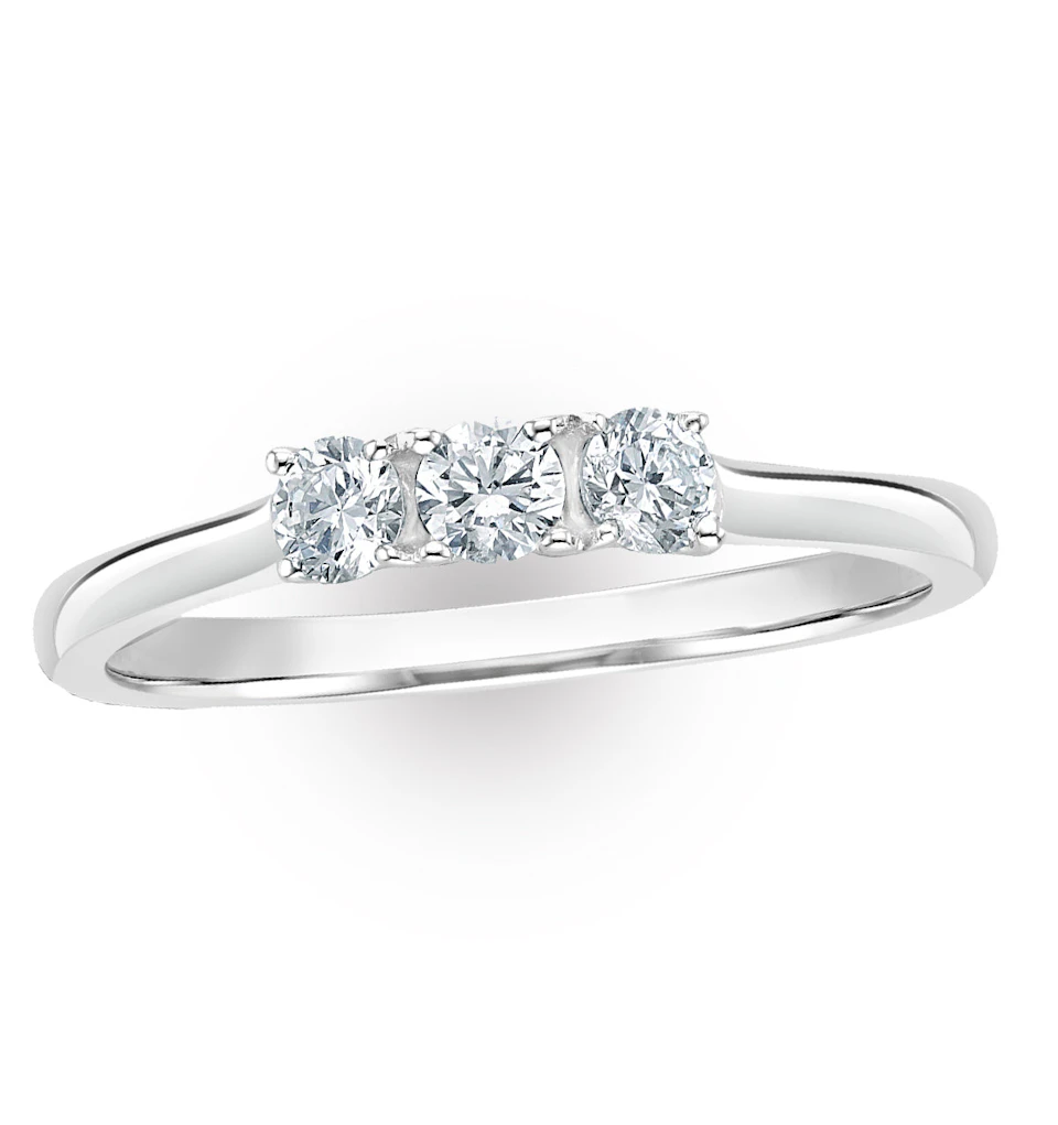 Lab Diamond 3 Stone Trilogy Ring 0.25ct H/Si Set in 9K White Gold