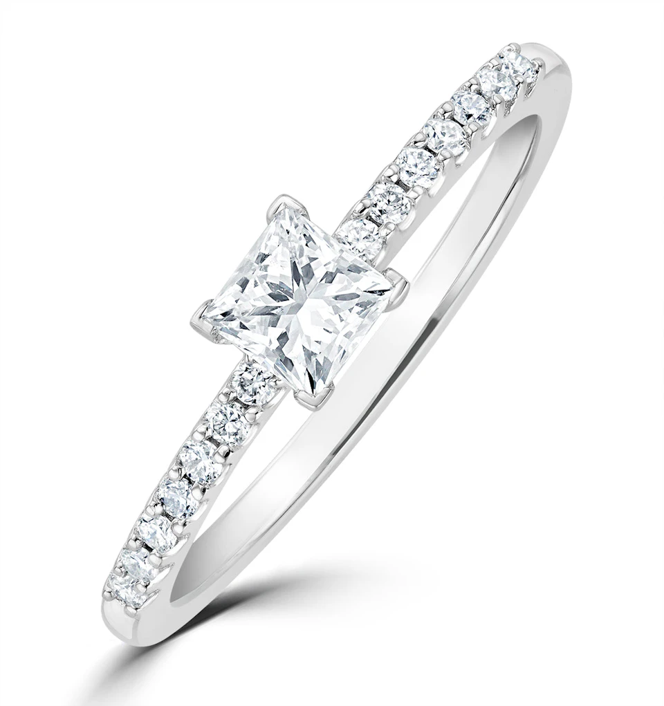 Princess Cut Lab Diamond Engagement Ring 0.25ct H/Si in 9K White Gold
