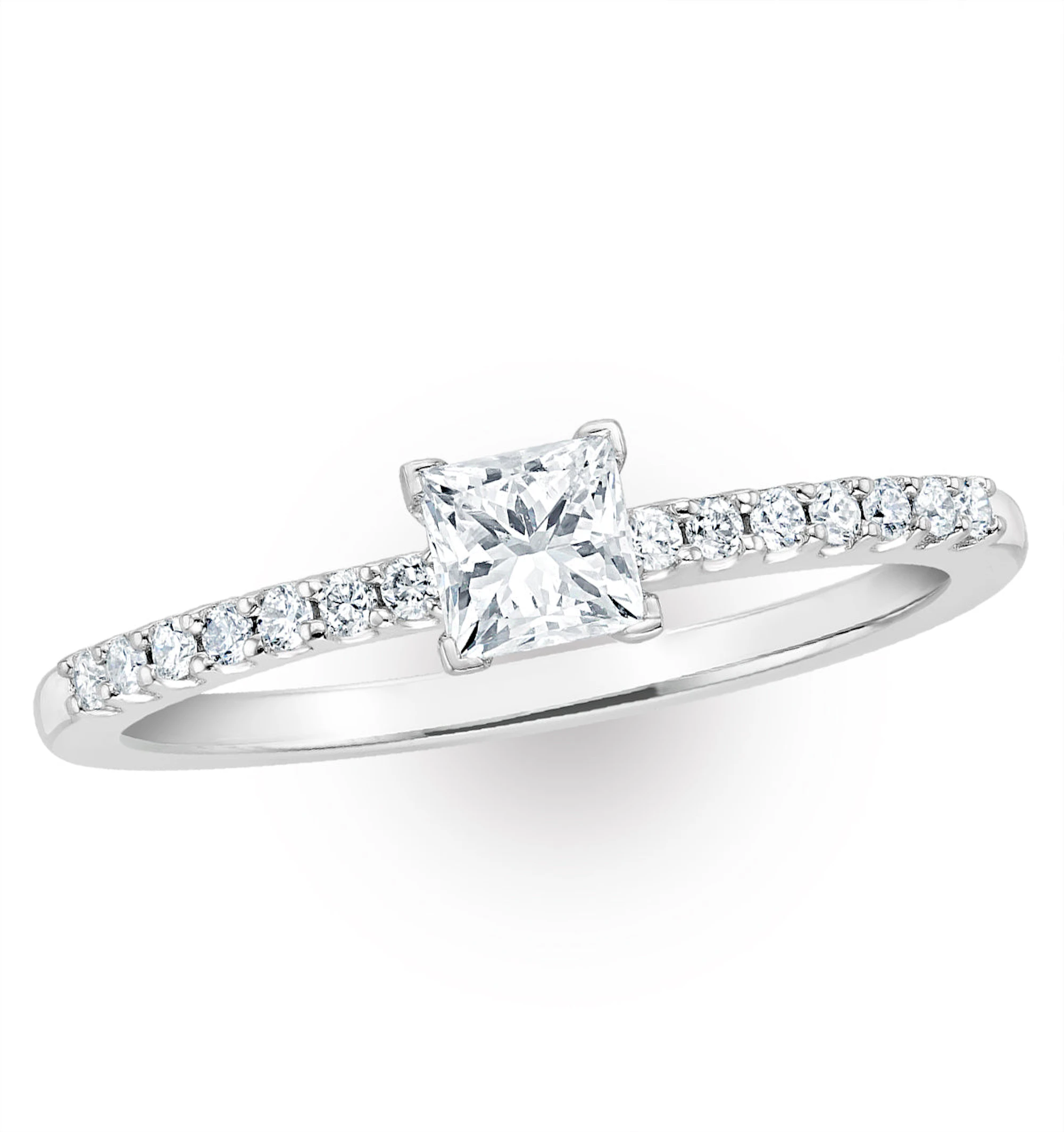 Princess Cut Lab Diamond Engagement Ring 0.25ct H/Si in 9K White Gold