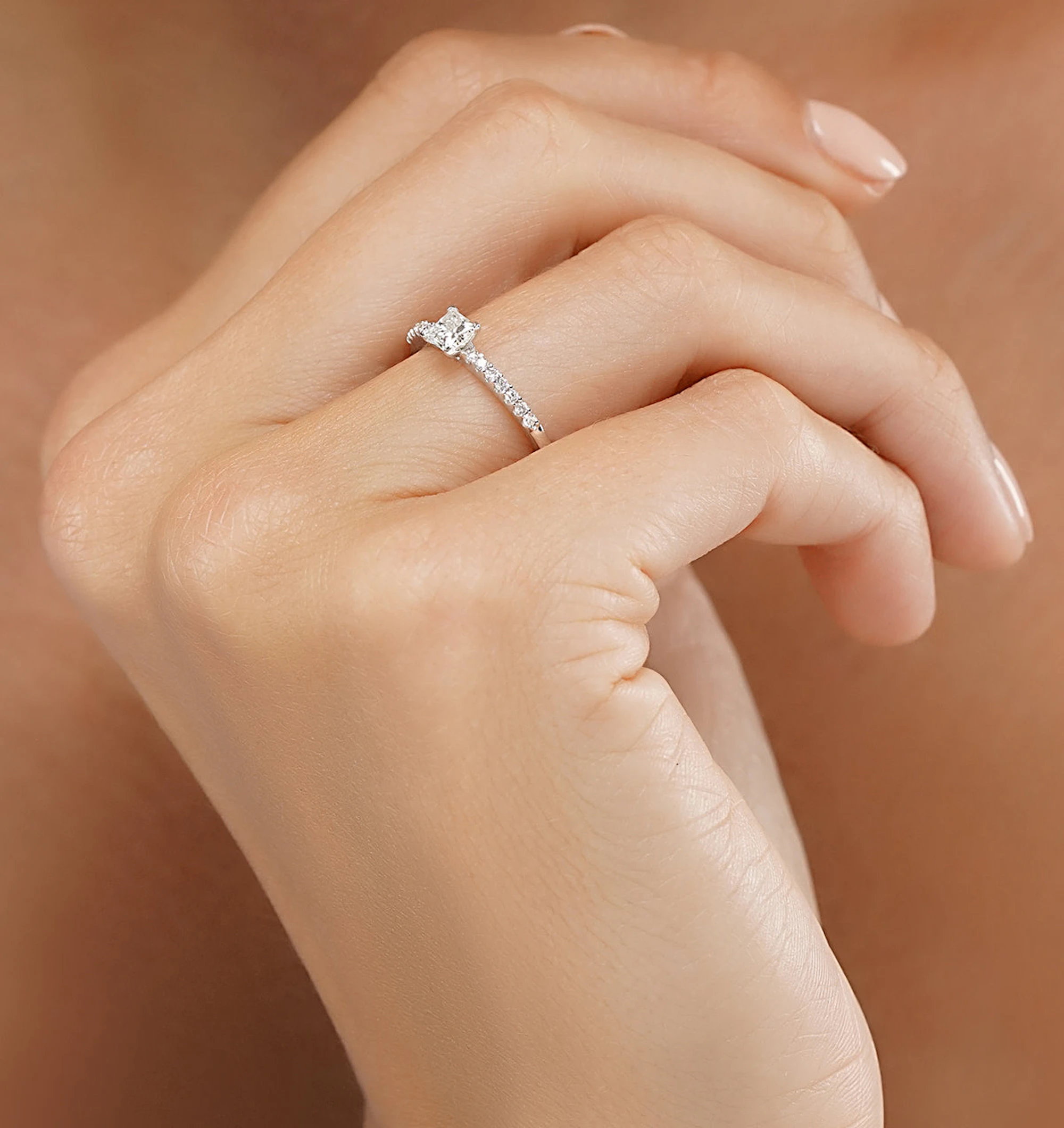 Princess Cut Lab Diamond Engagement Ring 0.25ct H/Si in 9K White Gold