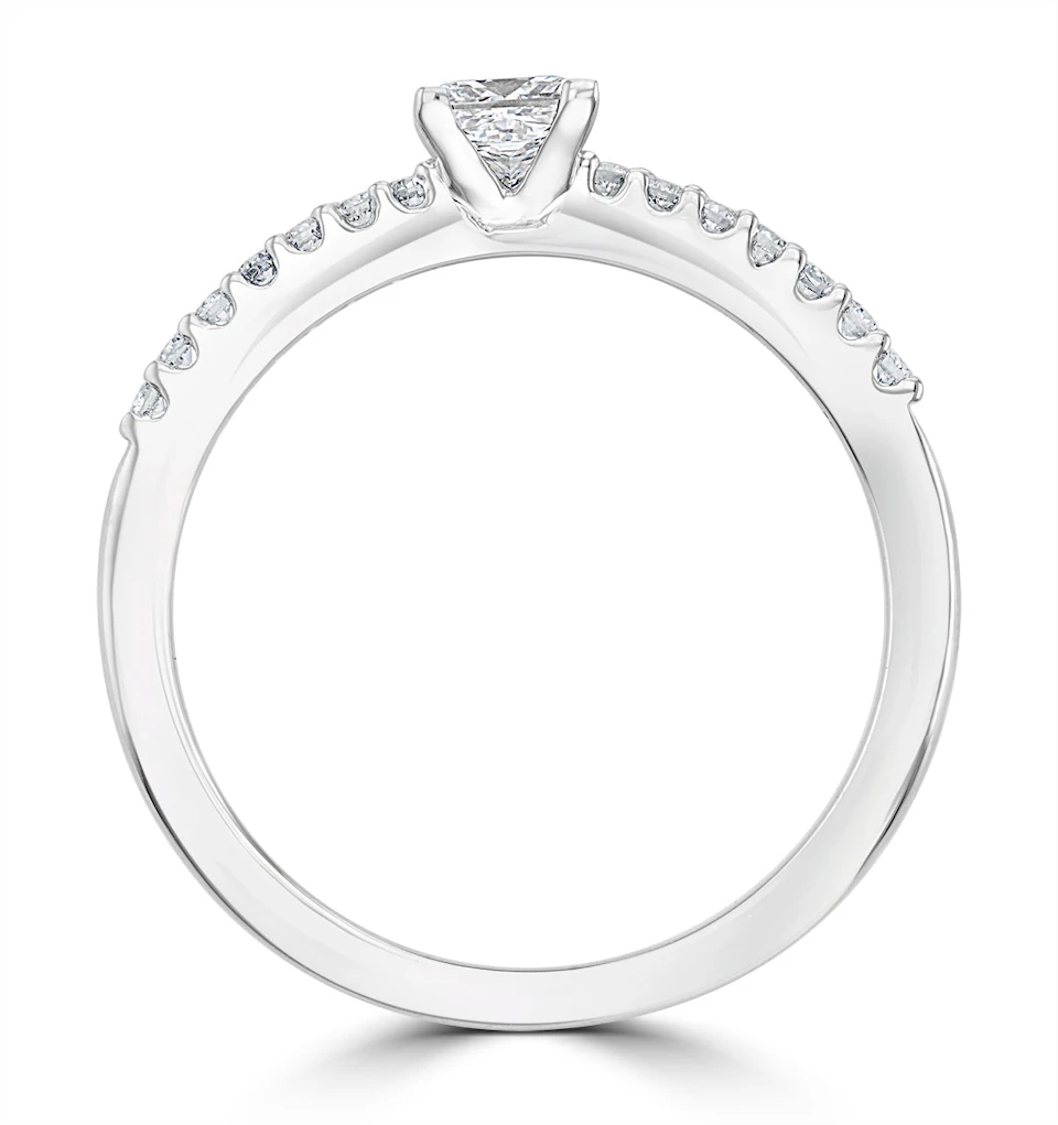 Princess Cut Lab Diamond Engagement Ring 0.25ct H/Si in 9K White Gold