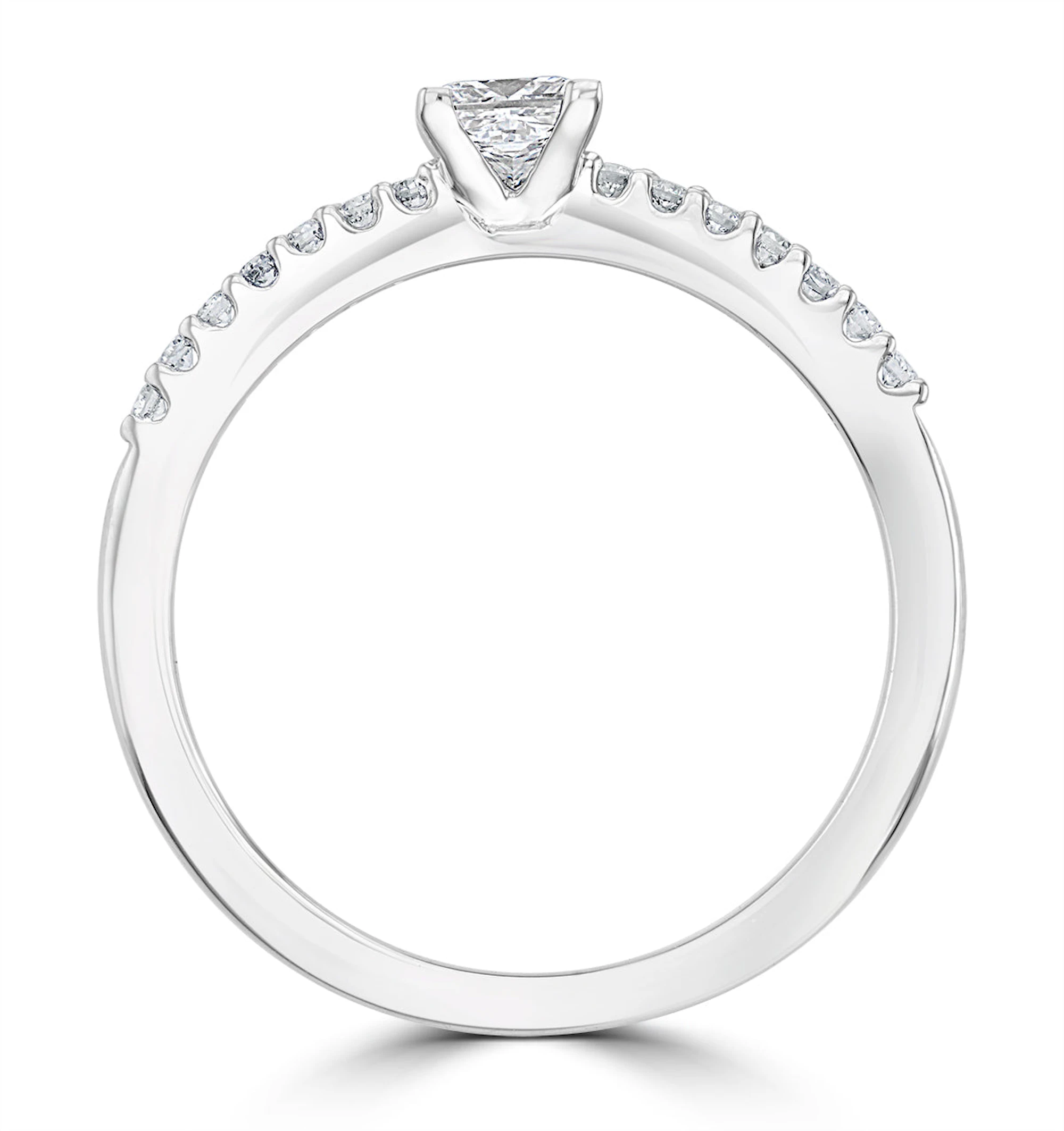 Princess Cut Lab Diamond Engagement Ring 0.25ct H/Si in 9K White Gold