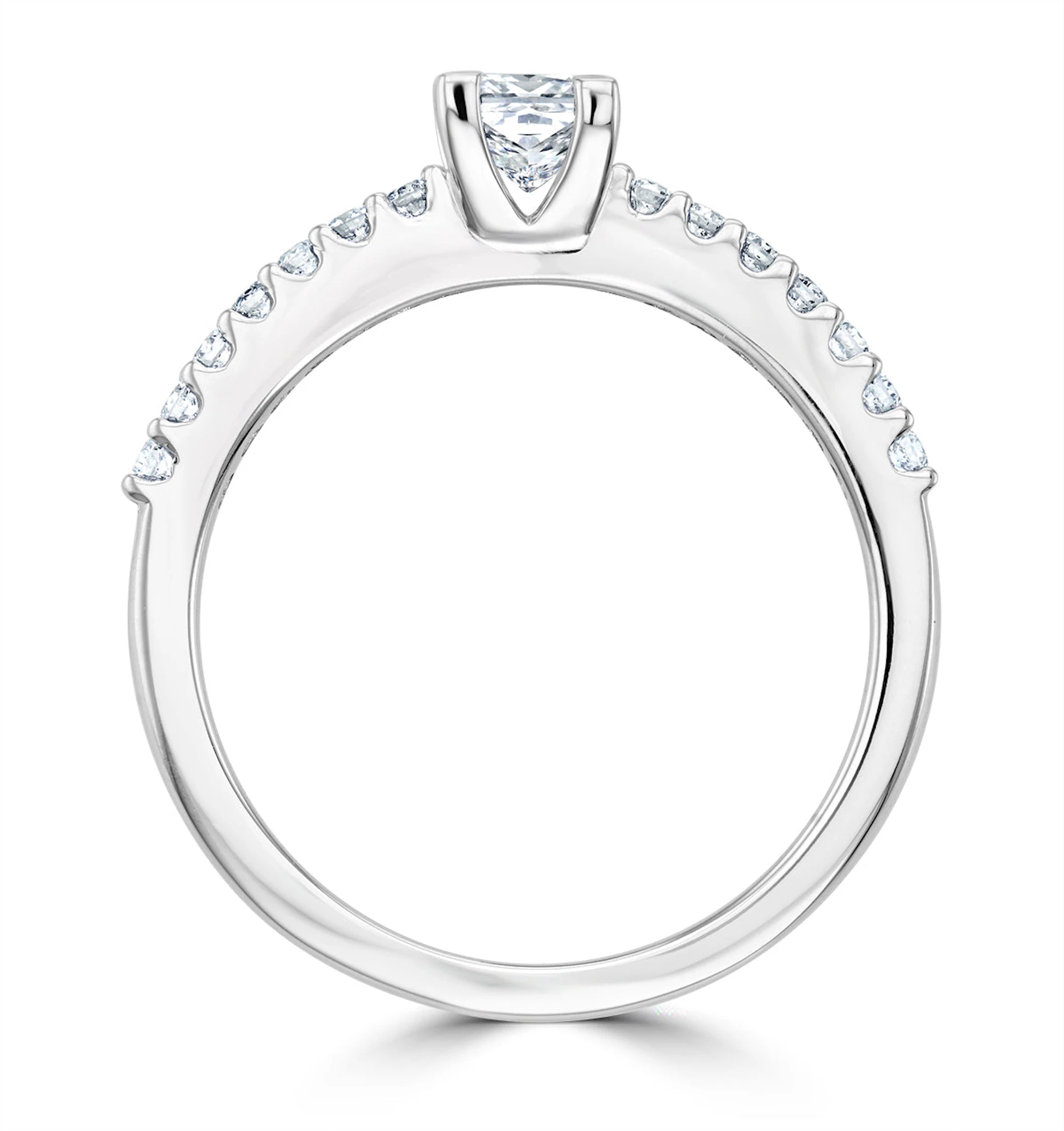 Princess Cut Lab Diamond Engagement Ring 0.50ct H/Si in 9K White Gold