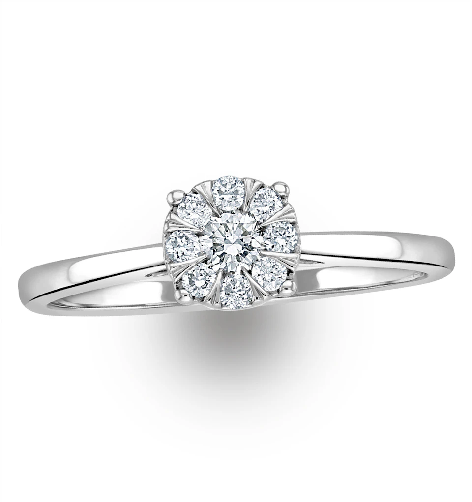 0.25ct Lab Diamond Cluster Solitaire Ring H/Si in 9K White Gold