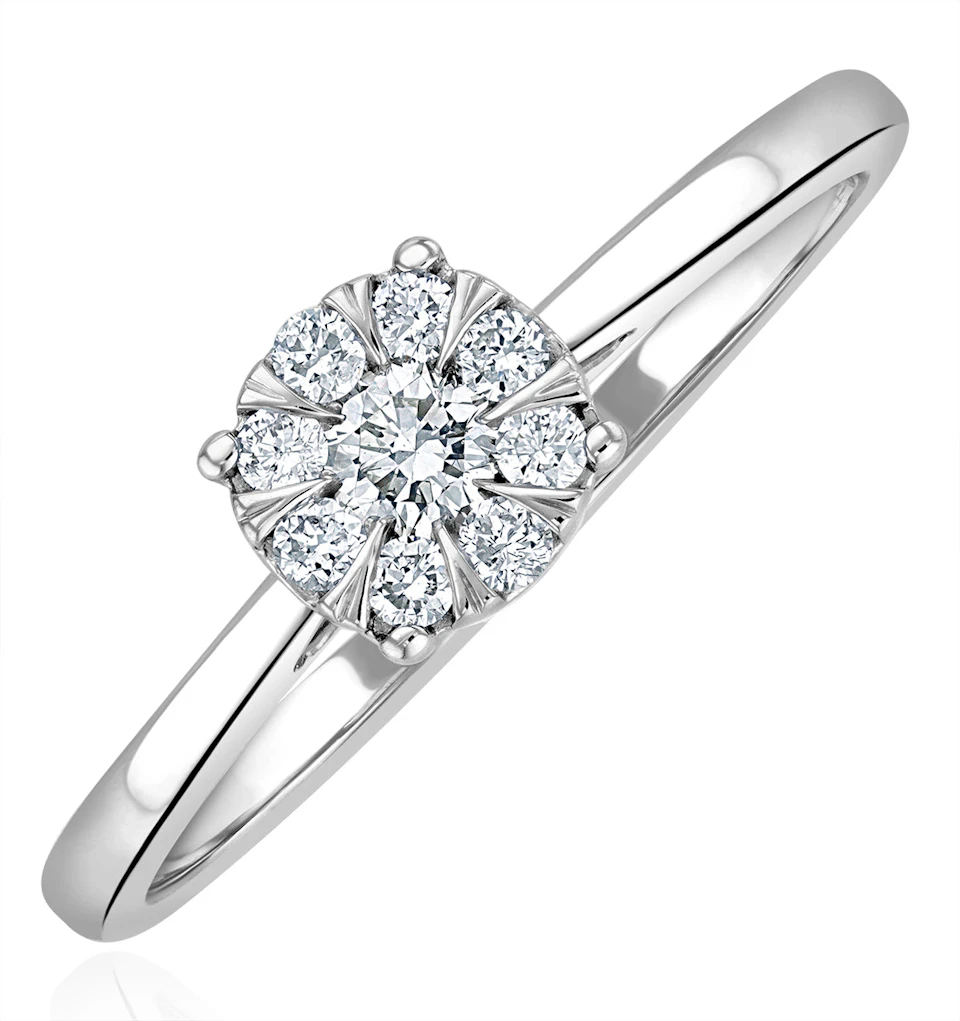 0.25ct Lab Diamond Cluster Solitaire Ring H/Si in 9K White Gold