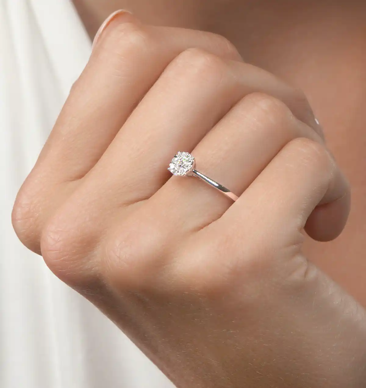 0.25ct Lab Diamond Cluster Solitaire Ring H/Si in 925 Silver