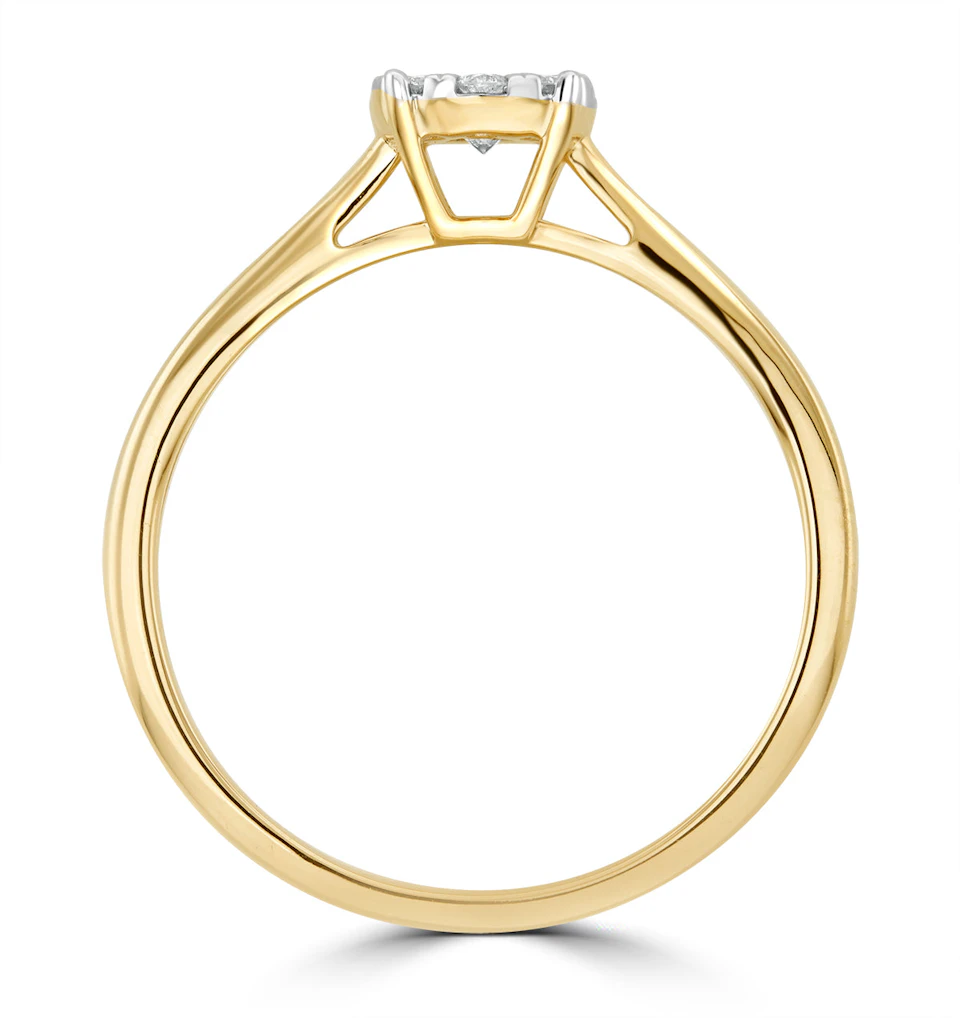 0.25ct Lab Diamond Cluster Solitaire Ring H/Si in 9K Gold