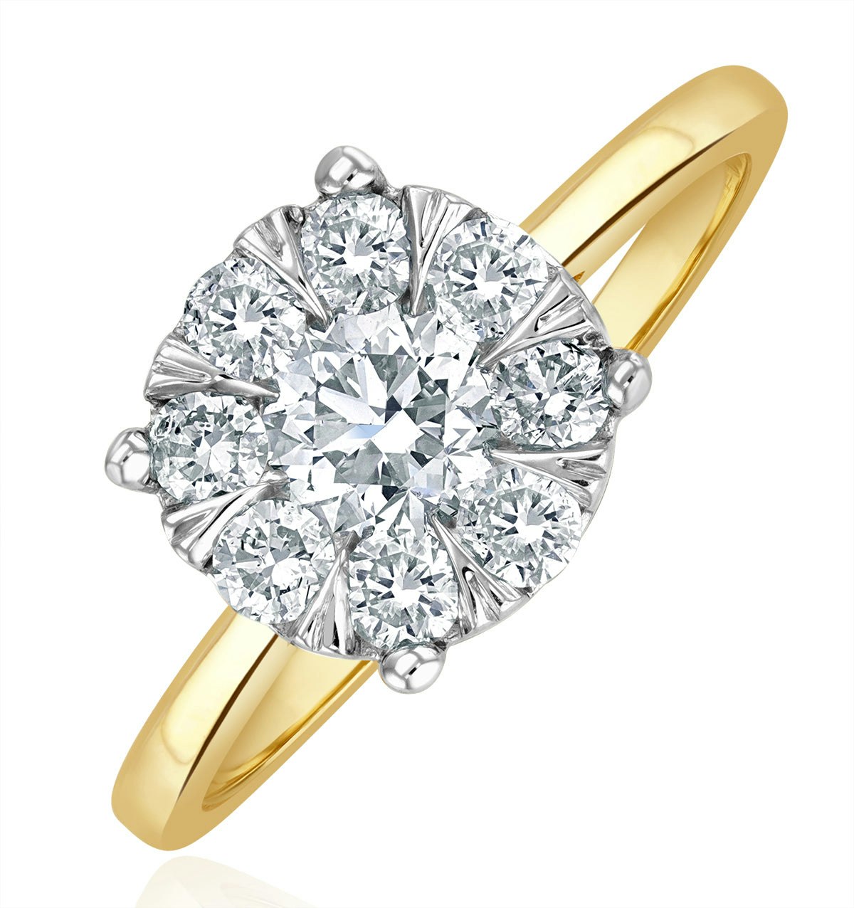 1 Carat Lab Diamond Cluster Solitaire Ring H/Si in 9K Gold