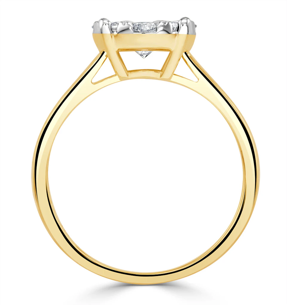 1 Carat Lab Diamond Cluster Solitaire Ring H/Si in 9K Gold