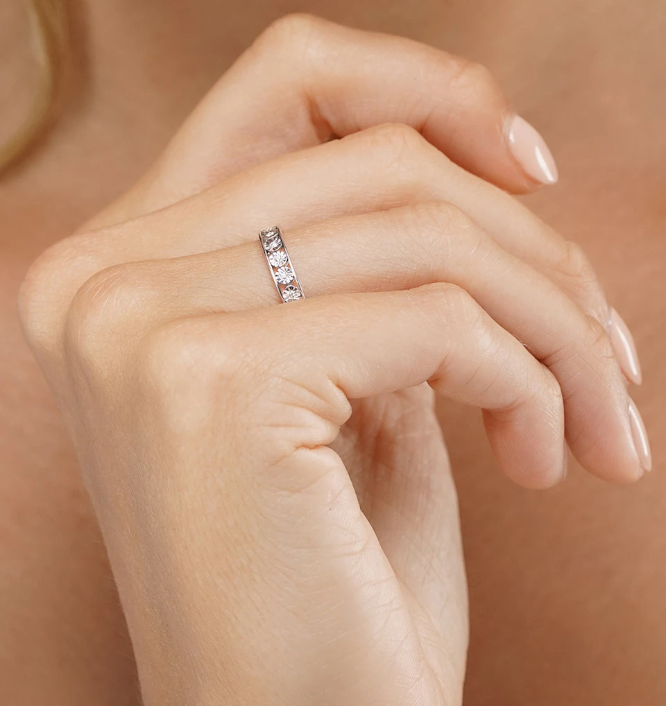 Channel Set Lab Diamond Eternity Ring 0.05ct in 9K White Gold