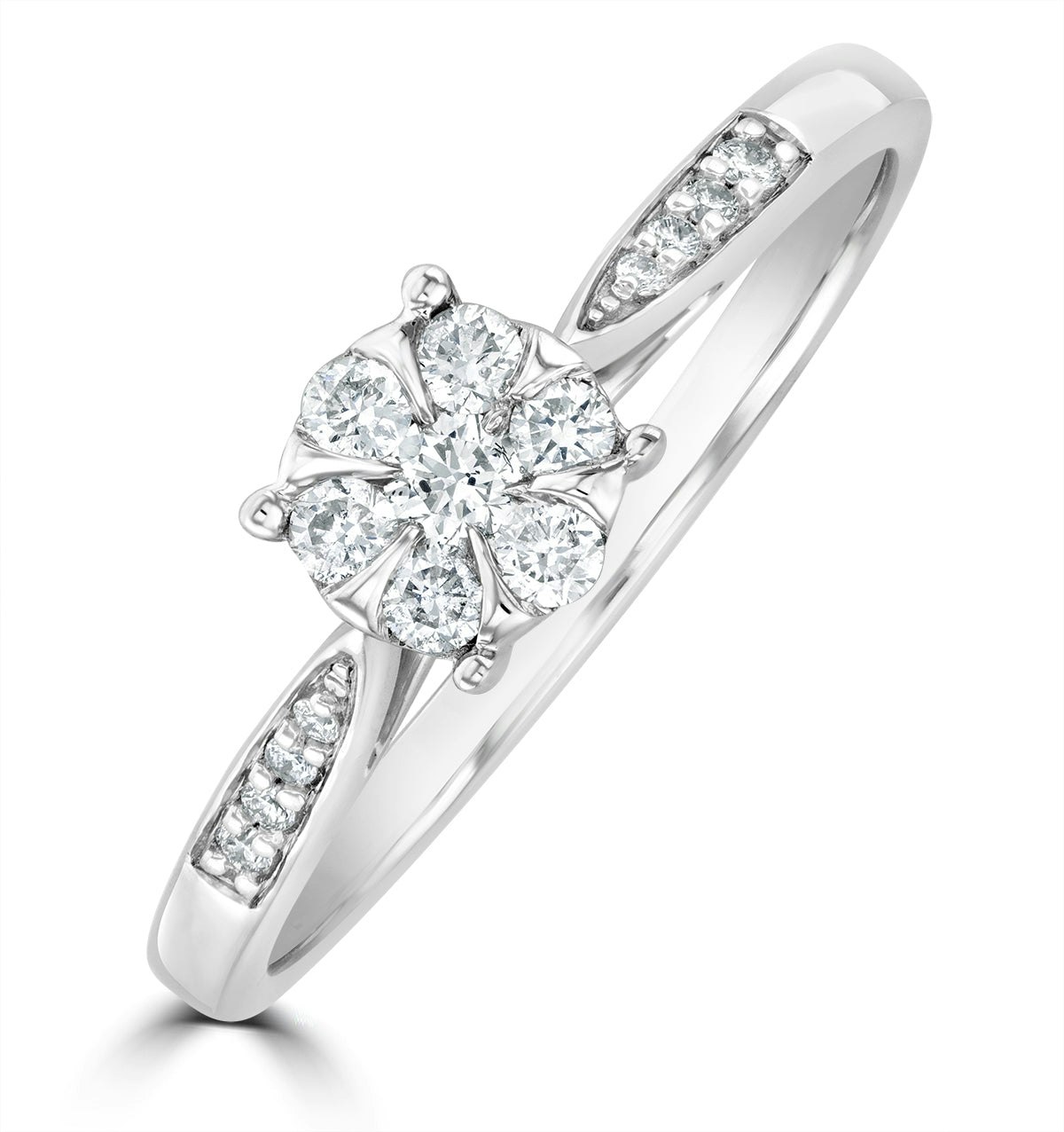 Lab Diamond Engagement Ring With Shoulders 0.25ct H/Si in 925 Silver