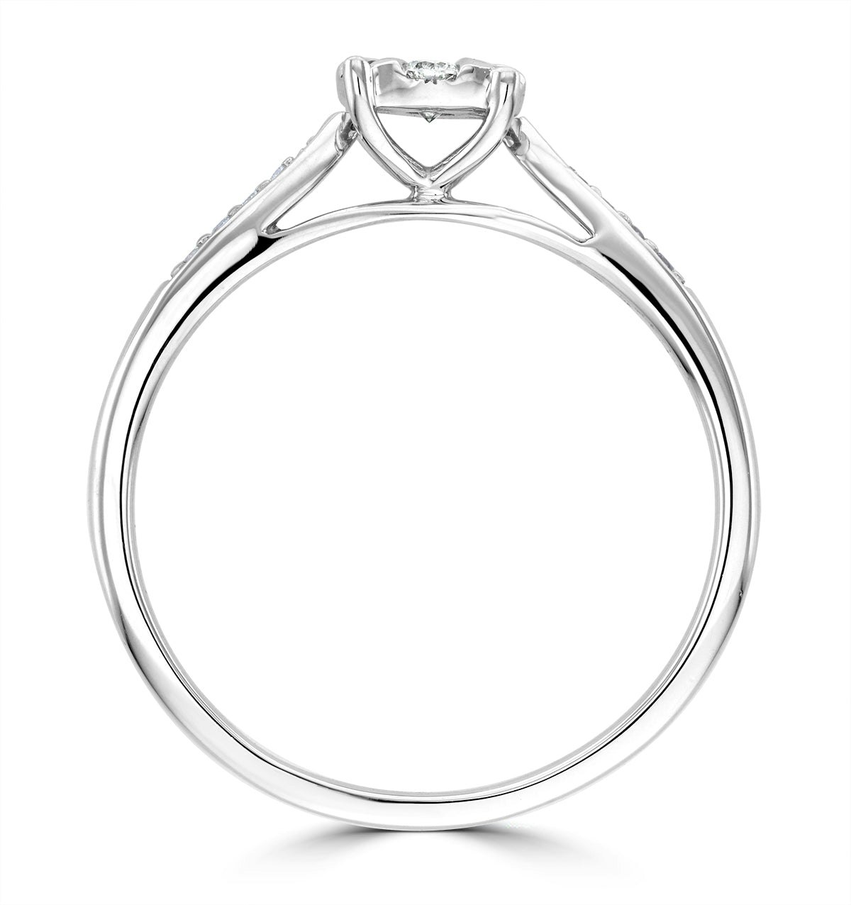 Lab Diamond Engagement Ring With Shoulders 0.25ct H/Si - 9K White Gold