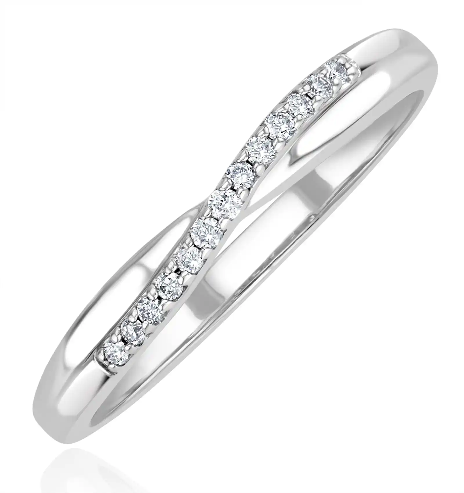 Lab Diamond Half Eternity Wave Ring 0.05ct in 925 Silver