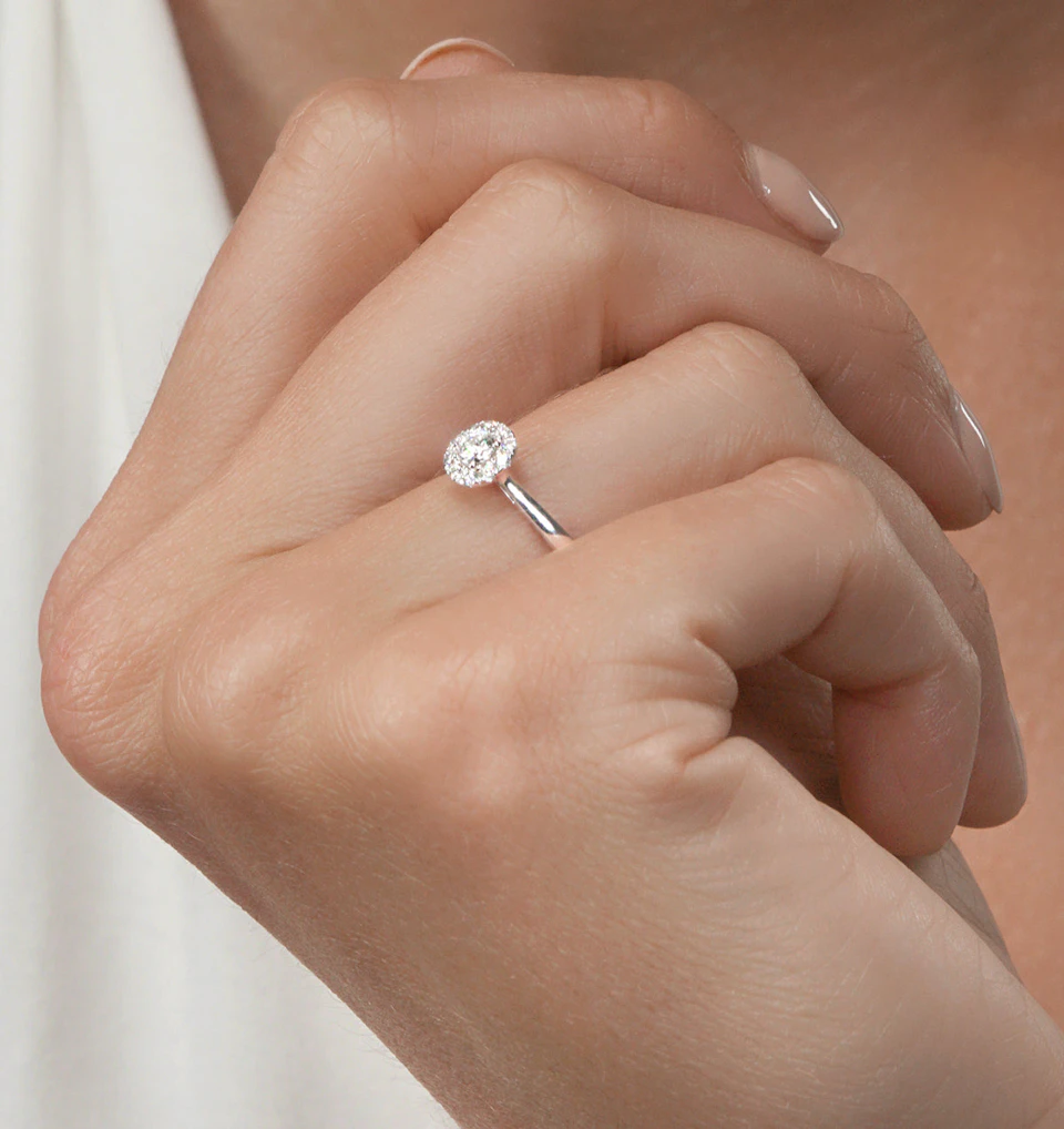 Lab Diamond Halo Engagement Ring 0.25ct H/Si in 9K White Gold