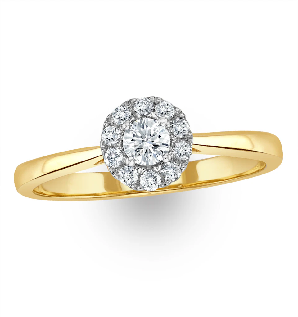 Lab Diamond Halo Engagement Ring 0.25ct H/Si in 9K Gold