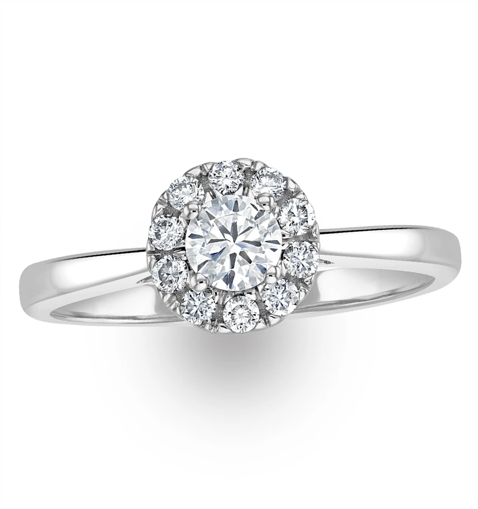 Lab Diamond Halo Engagement Ring 0.50ct H/Si in 9K White Gold
