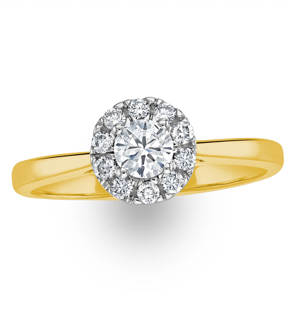 Lab Diamond Halo Engagement Ring 0.50ct H/Si in 9K Gold