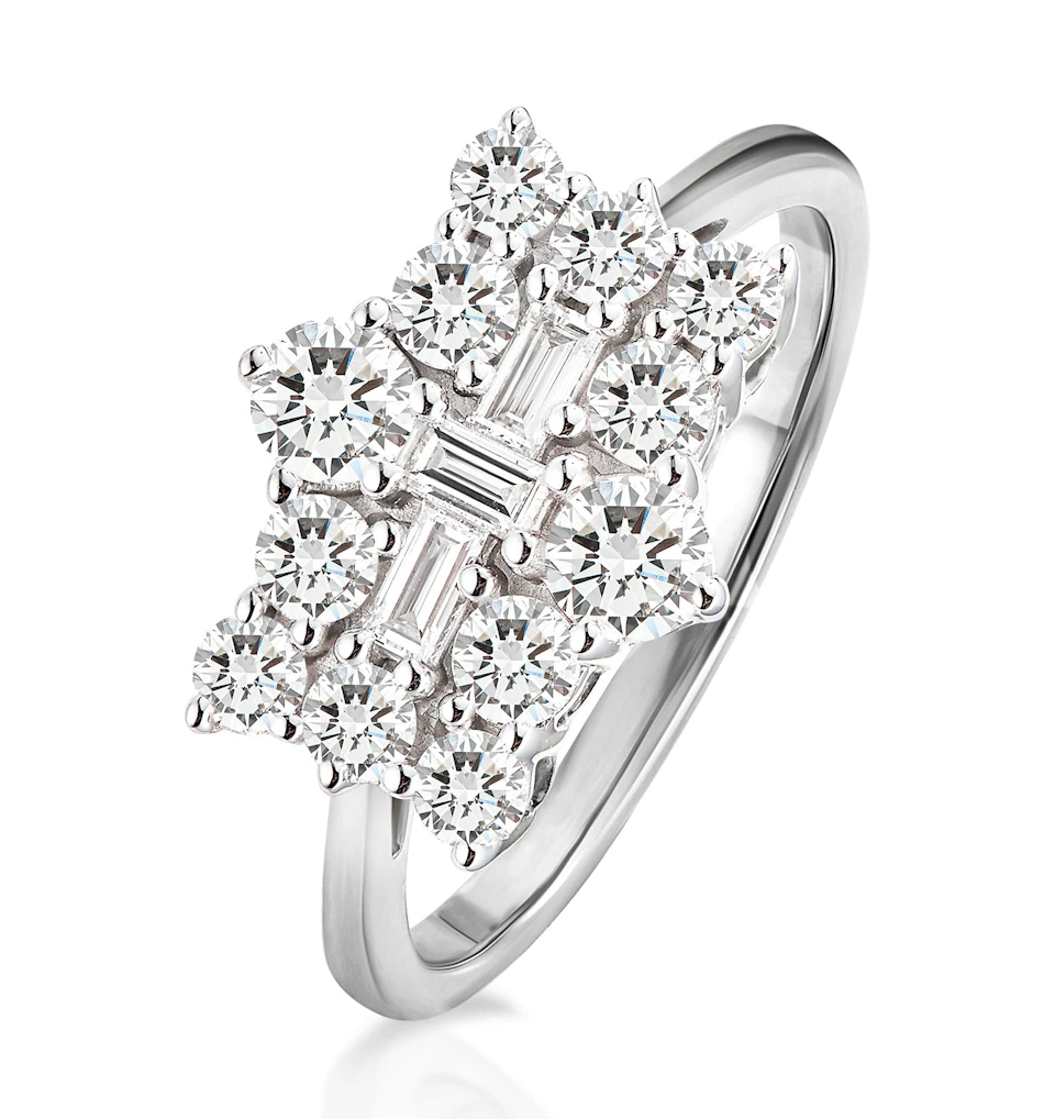 1 Carat Lab Diamond Boat Ring Set in 9K White Gold