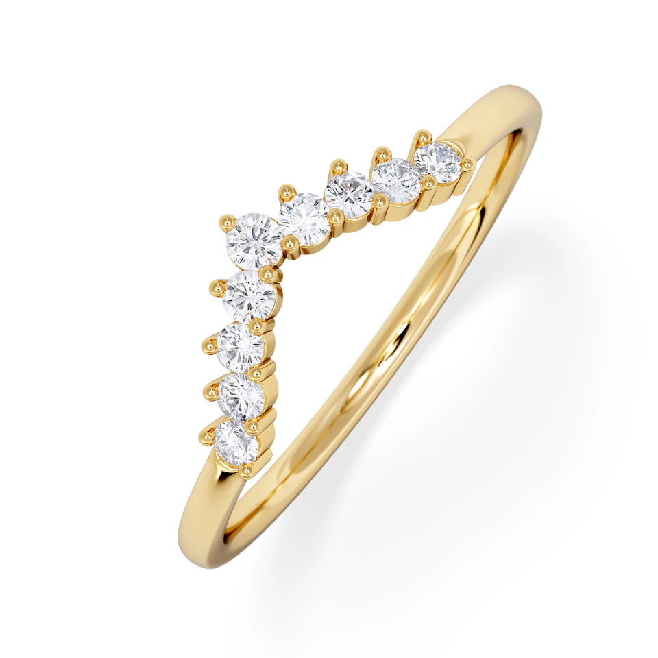 Starlit 0.15ct Lab Diamond Wishbone Ring H/Si Quality in 9K Yellow Gold