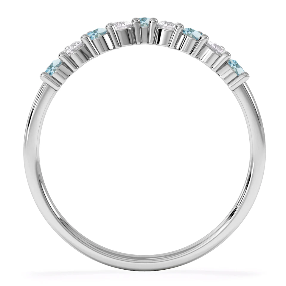 Starlit Blue Topaz and Lab Diamond Wishbone Ring in 9K White Gold