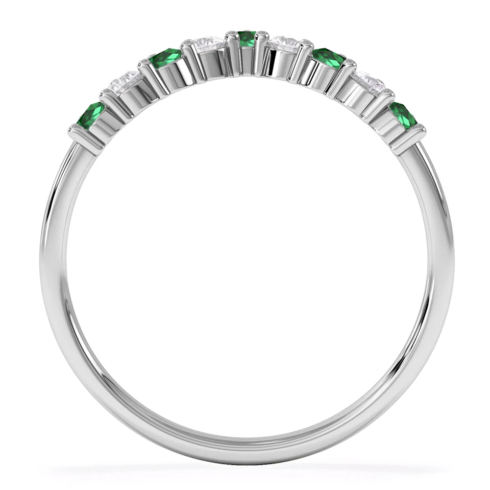 Starlit Emerald and Lab Diamond Wishbone Ring in 9K White Gold