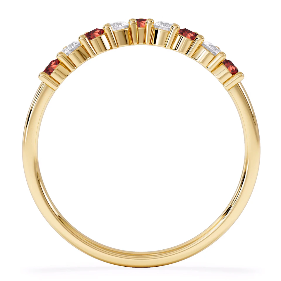 Starlit Garnet and Lab Diamond Wishbone Ring in 9K Yellow Gold