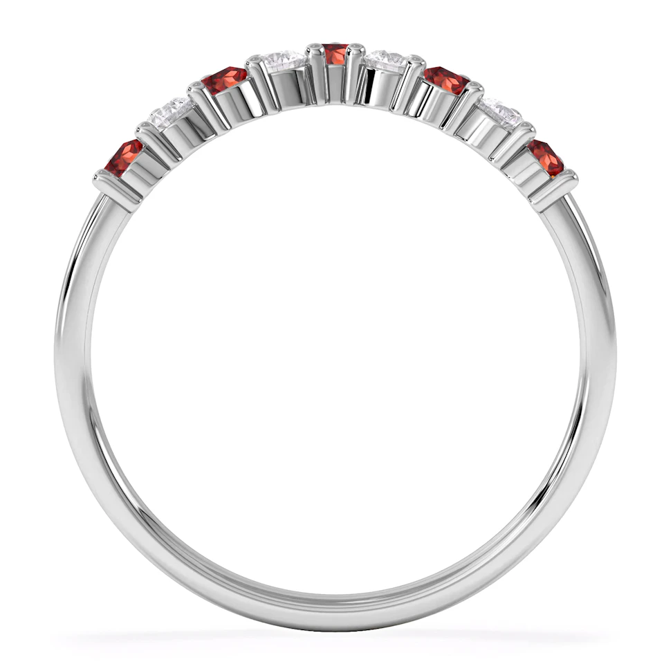 Starlit Garnet and Lab Diamond Wishbone Ring in 9K White Gold