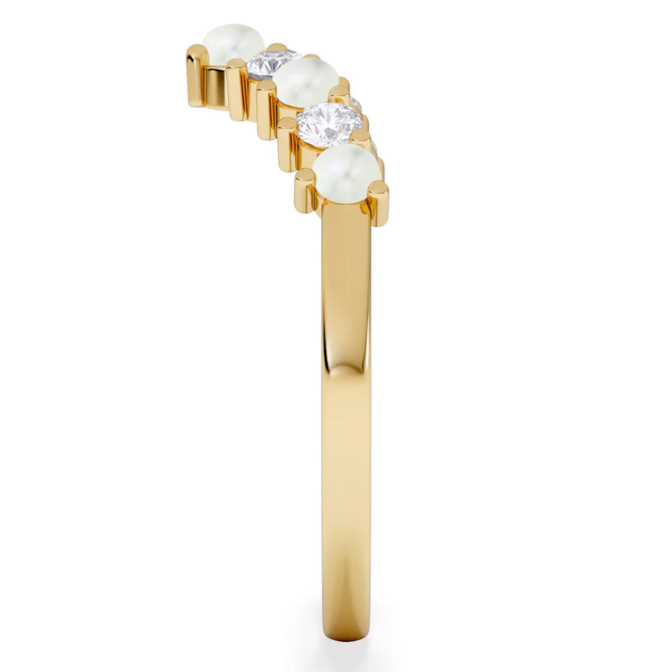 Starlit Opal and Lab Diamond Wishbone Ring in 9K Yellow Gold