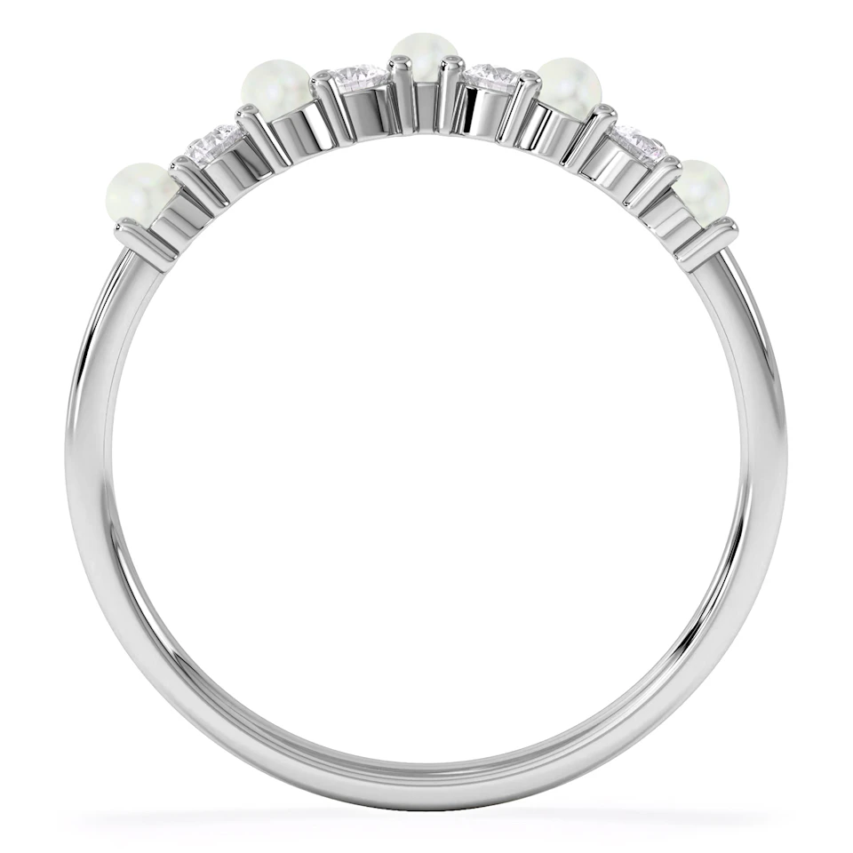 Starlit Opal and Lab Diamond Wishbone Ring in 9K White Gold