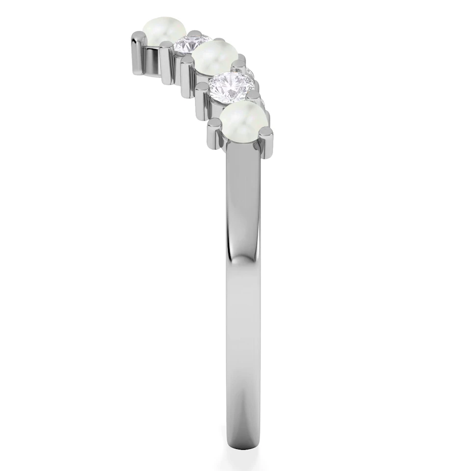 Starlit Opal and Lab Diamond Wishbone Ring in 9K White Gold