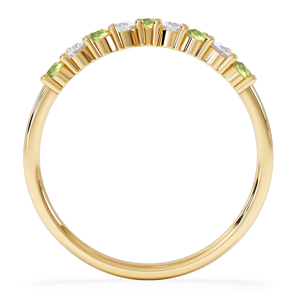 Starlit Peridot and Lab Diamond Wishbone Ring in 9K Yellow Gold