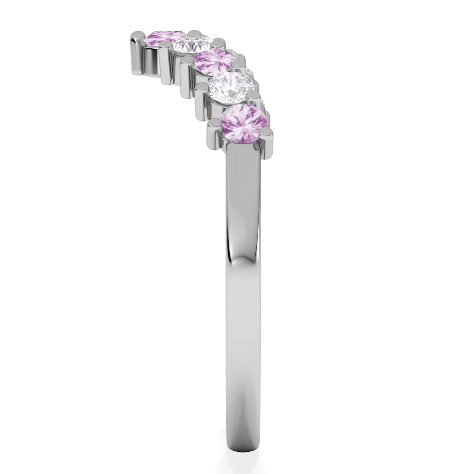 Starlit Pink Sapphire and Lab Diamond Wishbone Ring in 9K White Gold