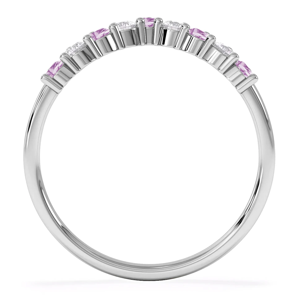Starlit Pink Sapphire and Lab Diamond Wishbone Ring in 9K White Gold