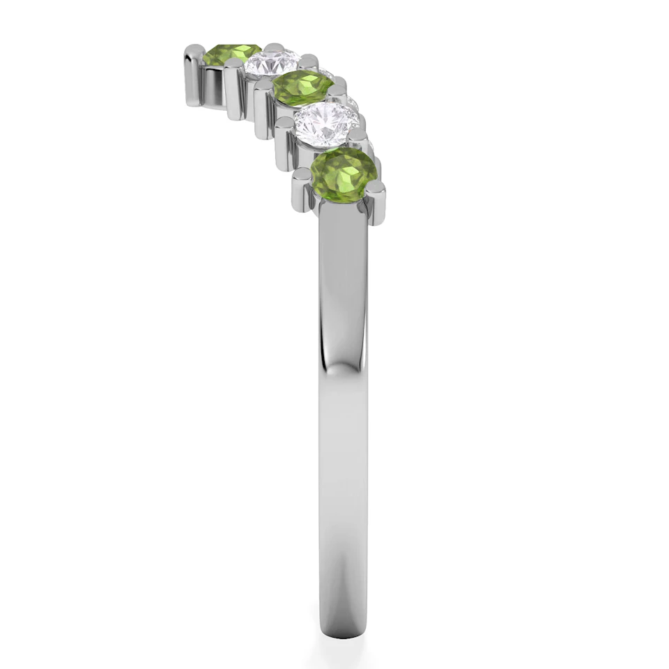 Starlit Peridot and Lab Diamond Wishbone Ring in 9K White Gold