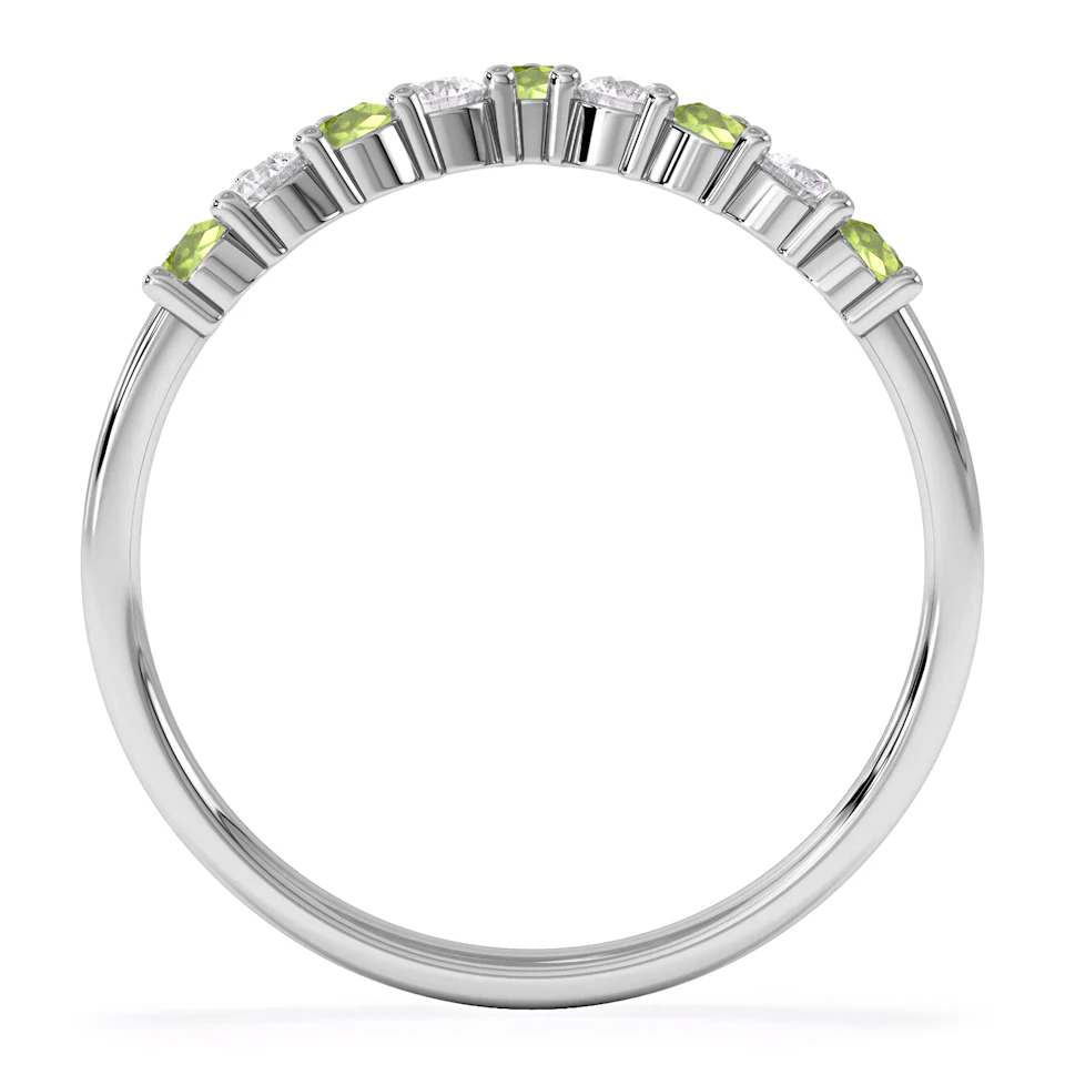 Starlit Peridot and Lab Diamond Wishbone Ring in 9K White Gold