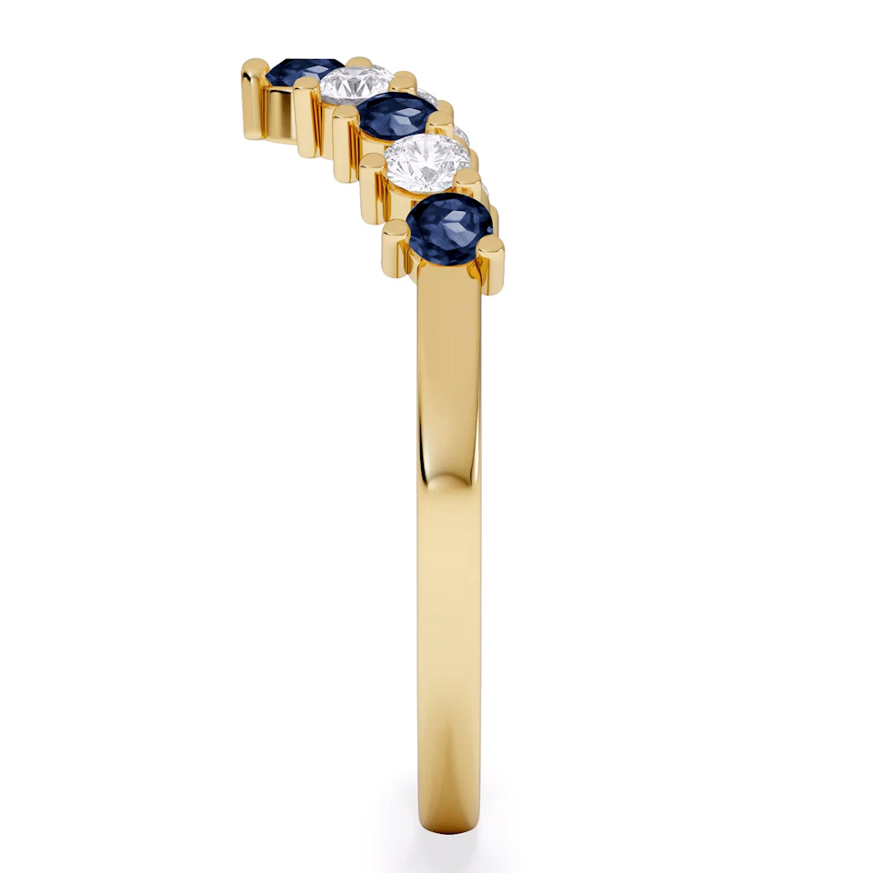 Starlit Sapphire and Lab Diamond Wishbone Ring in 9K Yellow Gold