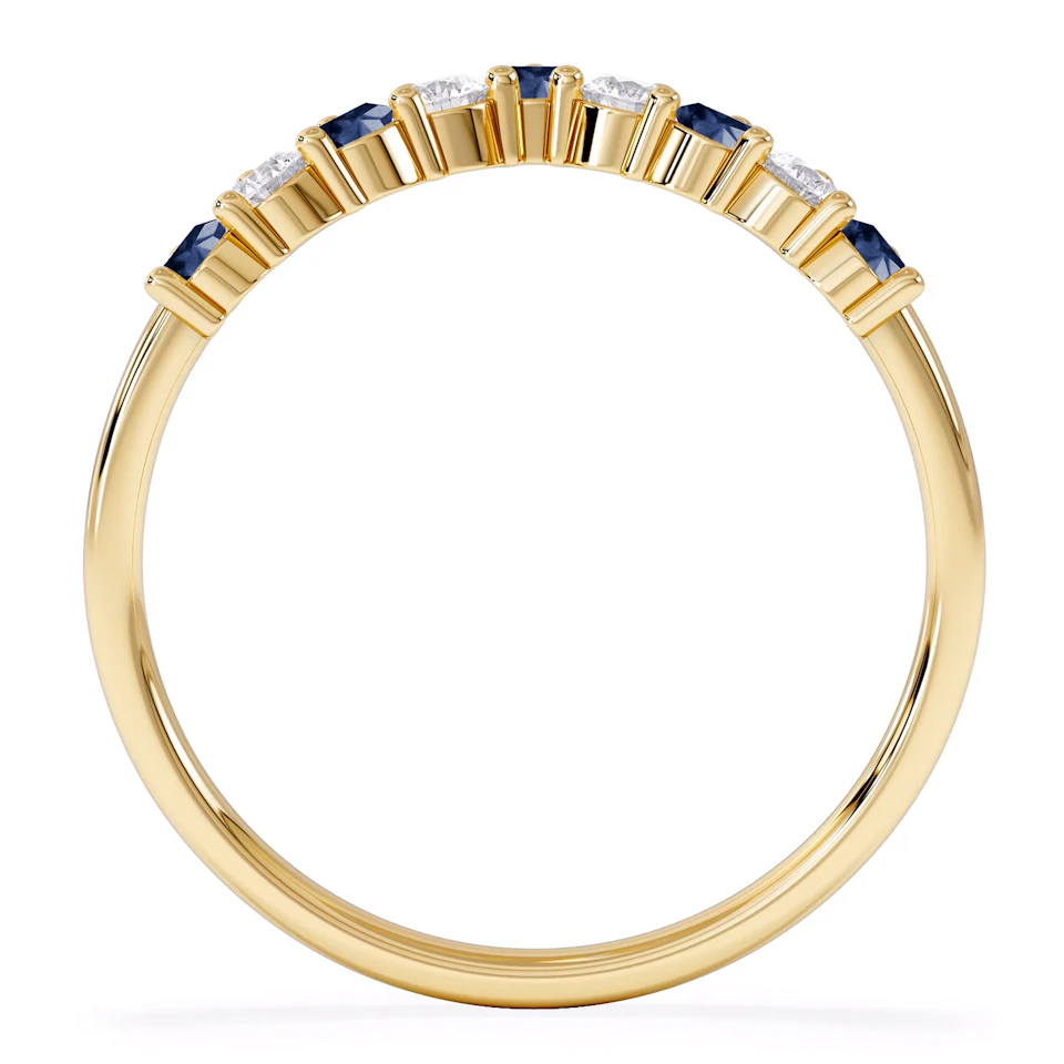 Starlit Sapphire and Lab Diamond Wishbone Ring in 9K Yellow Gold